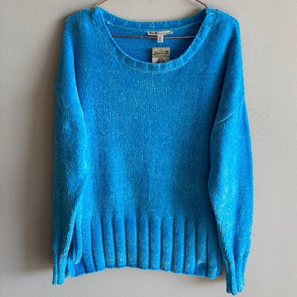 Seven 7 Womens Stylish Chenille Pullover Blue Size Large - Picture 3 of 9